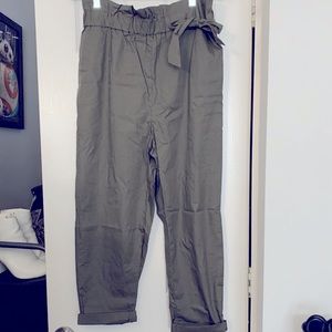 Paper bag style light green pants